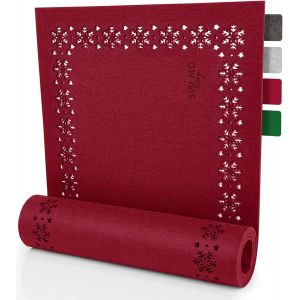 Sjzg-Table Runner En Feutre Rouge Flocons De Neige 100x30cm - Neuf