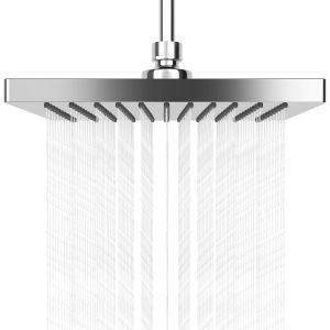 Pomme de Douche Anti Calcaire, T&ecirc;te de Douche en Acier Inoxydable,Pommeau de douche &agrave; effet pluie,Pommeau de Douche Fixes Economie d'Eau et Haute Pression pour Salle de Bain, 20 cm - Neuf