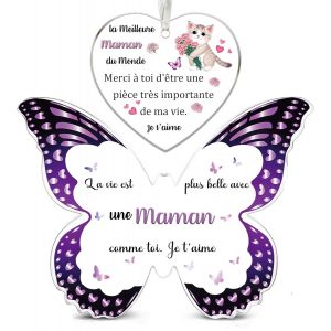 Ershi-Maman Cadeaux Femmes 2pc Ensemble Plaque Acrylique Papillon C?ur Ornement Suspendu Fête Des Mères Anniversaire Maman Appréci[2633] - Neuf