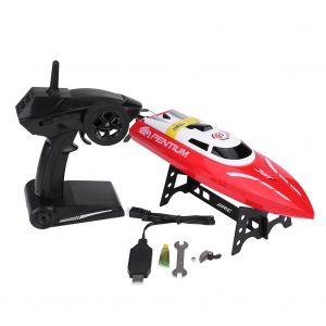 Bateau telecommande 2,4 GHz, vitesse de course 25 km/h, modele reduit de bateau jouet, embarcation - Neuf