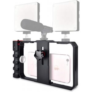 lbgwp60-Cage Pour Smartphone Vidéo Avec Support Griffe Et Vis 6,35 Mm Pour Iphone, Samsung, Huawei, Vidéoprojecteur - Neuf