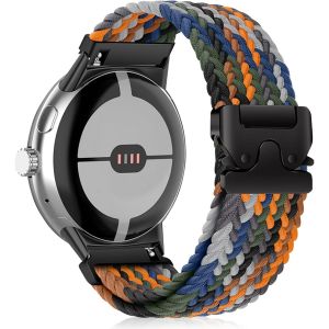 Bracelet Tress&eacute; Pour Google Pixel Watch 3 41Mm, Sport &Eacute;lastique Montre De Rechange, R&eacute;glable Nylon Bracelet De Remplacement Pour Google Pixel Watch 2/1 - Camouflage[LET9136064] - Neuf