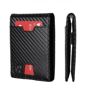 L'&Acirc;ME Slim Portefeuilles pour Hommes en Cuir Mens Money Clip Wallet RFID Blocage de la Poche Avant Bifold Wallet Minimaliste Titulaire de Carte de Cr&eacute;dit avec Bo&icirc;te-Cadeau - Neuf