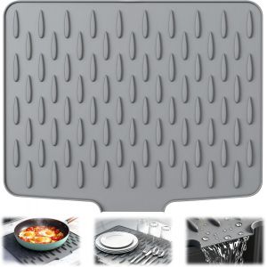Kalanka-Tapis &Eacute;gouttoir Vaisselle 40x32.5cm, Tapis Evier Cuisine Egouttoir Silicone, Tapis De Drainage Antid&eacute;rapant Avec Vidange Inclin&eacute; Pour Cuisine, Salle De Bain (Gris) - Neuf