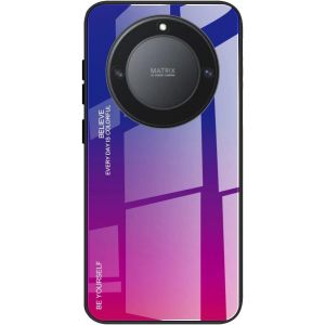 Kal-Coque Pour Honor Magic 5 Lite 5g (Magic5 Lite) / X9a, Etui Dégradé De Couleur Verre Trempé Back Coque + Souple Silicone Tpu Case Cover Protection Antichoc Housse (Bleu/Rouge) - Neuf