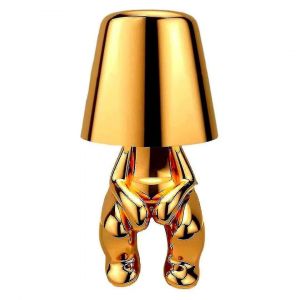 Lampe De Chevet Tactile, Lampe De Bureau Doree, Rechargeable, Decorative, Sans Fil, Portative, Avec Port Usb - Neuf