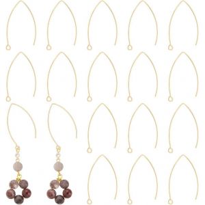 Kal-20 Pcs Acier Inoxydable Boucle D'oreille Crochets 0.8mm Pin Oreille Fil Avec Boucle D'or Boucle D'oreille Trouver Pour D'oreille Fabrication De Bijoux 38.5x24.5x0.8mm, Trou 2.3 Mm - Neuf