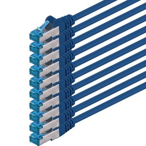 KAL-0,25 M - Cat6A Cat6 Cat 6 - C&acirc;ble R&eacute;seau 10 Gb/S Bleu - 10 Pi&egrave;ces 10 Gb/S Sftp Pimf - Neuf