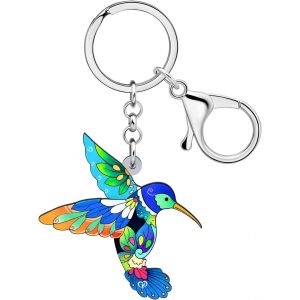 Kal-Porte-Cl&eacute;s Colibri Volant En Acrylique Bijoux Oiseaux Mignons Cadeaux Pour Femme Fille Portefeuille Porte-Cl&eacute;s Voiture Charms D'&eacute;t&eacute; - Neuf