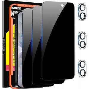 CAUC-3 Pi&egrave;ces Verre Tremp&eacute; pour iPhone 17 Ecran Anti Espion Vitre Accessoire Coque Amical, [True 25&deg;Anti Espion] avec 3 Pi&egrave;ces Cam&eacute;ra Arri&egrave;re Protecteur, Protection Int&eacute;grale De L'&eacute;cran - Neuf