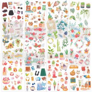 12 Feuilles Autocollant De Transfert &Agrave; Frotter Autocollants Autocollants De Fleur Autocollant De Plante De D&eacute;coration Pour Diary Album Journals Diy Arts And Crafts (Village) - Neuf