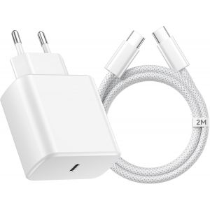 JGD-Chargeur USB C 45W Super Charge Rapide pour Samsung Galaxy S25/S24+/S24 Ultra/S23+/S23 Ultra/S22/S21/Note20/A73/A53, Prise USB C Charge Rapide Chargeur USBC et Cable Usbc 2M pour iPhone Huawei Xi - Neuf