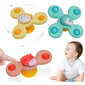 Kal-Spinner B&eacute;b&eacute; Ventouse, 3 Pi&egrave;ces Ventouse Toupie Jouets Dessin Anim&eacute; Oc&eacute;an Spinner, Jouet De Bain B&eacute;b&eacute; Jouet Ventouse Chaise Haute Enfant Voiture Piscine - Neuf