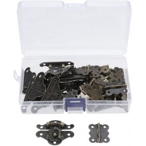 Lot de 12 loquets et charni&egrave;res antiques, 12 loquets et 24 charni&egrave;res d&eacute;coratives pour bo&icirc;te &agrave; bijoux, bo&icirc;te &agrave; stylos, bo&icirc;te en bois, bo&icirc;te de rangement et 168 vis - Neuf