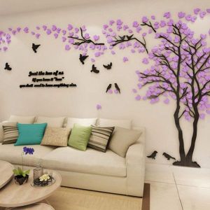 ERYI-Stickers Muraux Arbre - Stickers 3D Diy Mural Autocollants Arts Décoration De La Maison Pour Le Salon Chambre Cadeau De Noel Garderie Sticker (Violet Droite,L-300 * 150Cm) - Neuf