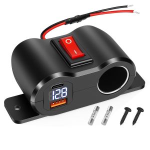 TIANYI-Adaptateur Allume Cigare Double Prises USB 48W QC3.0 & PD, 120W Allume Cigare avec Voltmètre LED et Interrupteur,pour 12 V/24 V Voiture Marine Camion Camping-Car SUV - Neuf