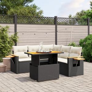 Prolenta Premium - Salon De Jardin 6 Pcs Avec Coussins Noir R&eacute;sine Tress&eacute;e - Neuf