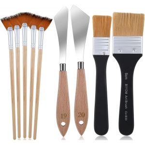 Chenquansarl-9 Pi&egrave;ces D&eacute;tail Pinceau Aquarelle/Peinture Acrylique, 3 Pinceaux Peinture 2 Peinture Grattoir 4 Petit Ensemble De Pinceau Fin Maquette Pour Miniature Mod&egrave;le Ongles Huile - Neuf