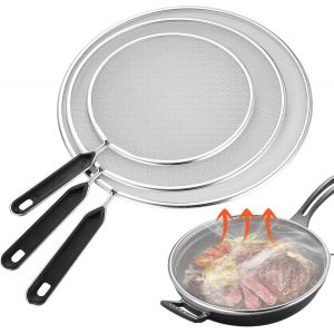 Jexnovashop-3 Pcscouvercle Anti Projection, Couvercle Anti Eclaboussure Cuisine, Couvercle Poele Passoireanti-&Eacute;claboussures En Acier Inoxydable Avec Poign&eacute;es Pour Po&ecirc;les(19cm, 25cm, 29cm Diam&egrave;tre) - Neuf