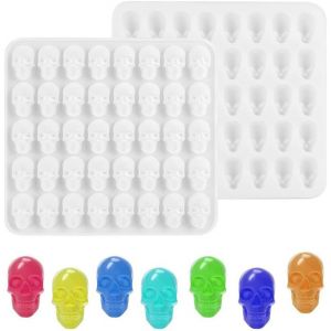 Lot De 40 Mini Moules En Silicone En Forme De T&ecirc;te De Mort En Forme De T&ecirc;te De Mort En R&eacute;sine &Eacute;poxy Pour Bricolage, Bijoux, Porte-Cl&eacute;s, Boucles D'oreilles, Breloques - Neuf