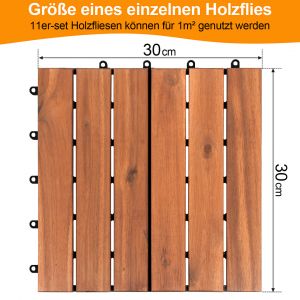 77x Dalles de terrasse en bois d'acacia pour 30 x 30 cm Jardin ext&eacute;rieur sol ext&eacute;rieur<br/>d&eacute;coupe possible - Neuf