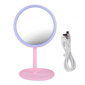 Miroir De Maquillage Portable A Led, Interrupteur Tactile, Trois Couleurs, Grossissement X5 - Neuf