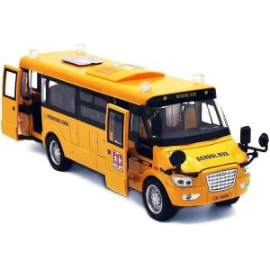 Nouveau Produit,Alliage Autobus Scolaire Modèle Jouets Tirer En Arrière Véhicule Voiture Diffusion Son Et Musique,Lumières,Portes Mobiles - Neuf