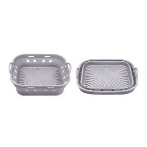 Tapis de cuisson carr&eacute; en silicone r&eacute;utilisable pour friteuse &agrave; air chaud - Gris - Neuf