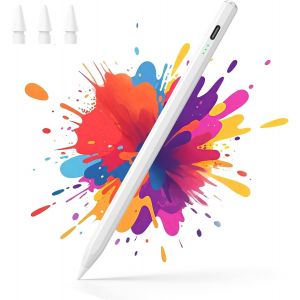 KALANKA-Stylet pour Apple iPad 2018-2025, Recharge Rapide 13 Min, Adsorption Magn&eacute;tique & Rejet de Paume, Sensibilit&eacute; &agrave; l'Inclinaison, Pencil pour iPad 6-11/Pro 3-7/Air 3-7/Mini 5-7 G&eacute;n&eacute;ration,Blanc - Neuf