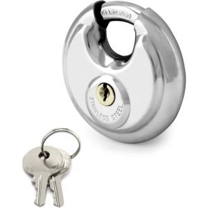 Lot De 1 Cadenas Avec Manille En Acier Inoxydable Verrouillage Du Disque 2 Cl&eacute;s, Cadenas Ext&eacute;rieur Cadenas R&eacute;sistant Aux Intemp&eacute;ries, Pour Remise, Fence, 3/8"" Shackle - Neuf