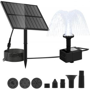 Fontaine Solaire, Pompe Solaire pour &eacute;tang 5V 1.5W, Pompe &agrave; Eau Solaire avec 7 Styles de fontaines, Pompe &agrave; Eau pour &eacute;tang, pour Le Jardin, l'&eacute;tang, Le Bain d'oiseaux, l'&eacute;tang &agrave; Poissons - Neuf