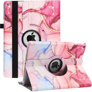 Coque Pour Ipad 9ème Génération 2021 10.2"" / 8ème Gén 2020 / 7ème Gén 2019, Support Rotation À 360 Degrés Multi-Angle De Visualisation, Housse Étui Avec Veille/Réveil Automatique (Pink Marbl.[F1635] - Neuf