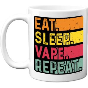 Eryi-Tasse D'anniversaire Pour Homme Et Femme U2013 Eat, Sleep, Vape, Repeat U2013 Cadeau D'anniversaire Amusant Pour Les Amateurs De Cigarette Électronique, 325 Ml, Passe Au Lave-Vaisselle - Neuf
