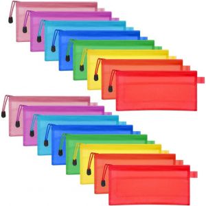 16PCS Pochette Zippée A6,Pochette Rangement,Dokumententasche 23,5×11,5cm en Plastique Imperméable avec Pochette de Rangement,Pochette Plastique Zip pour Voyage,Fournitures,Bureau,6 Couleurs - Neuf