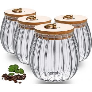 Lot De 4 Bocaux En Verre Transparent Avec Couvercles - 750 Ml - Pour La Préparation Des Épices, Du Sucre, Des Spaghettis, Des Biscuits Et Du Thé - Neuf