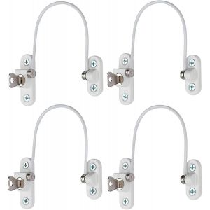 Kalanka-4pcs Securite Fenetre Enfant, Securite Placard Enfant Avec Clés, Fermeture Bloc Fenetre Securite Enfant Pour Bloque Porte Placard Armoire Tiroir Laveuse Avec Vis (Blanc) - Neuf