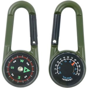 Eryi-Boussole Thermomètre 3 En 1 Mousqueton Tactique Porte-Clés Pour Camping, Randonnée, Voyage - Neuf