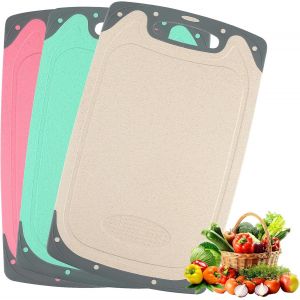 Lot De 3 Planches À Découper, Planches À Découper Epaisses De Cuisine, Grandes Plateau À Découperantidérapantes Fruits Légumes Viandes Avec Trou De Suspension - Neuf