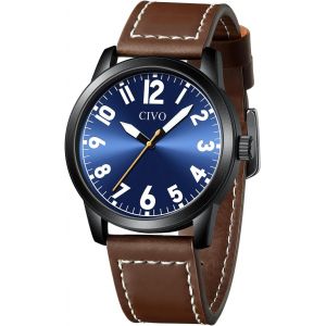 Eryi-Montre Homme Simple Classique Avec Gros Chiffres Design Étanche Analogique Quartz Caoutchouc Cuir Nylon Cadeau Homme - Neuf