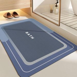 KAL-Tapis De Bain Antidérapant, Doux Antidérapant En Caoutchouc Souple Absorbant À Séchage Rapide Pour Salle De Bain Ou Cuisine (Bleu(Rectangulaire), 40 X 60 Cm) - Neuf