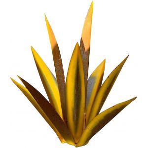 Plante d'agave en métal ornement de jardin Sculpture en métal antique Statue de jardin antique (or-35cm) - Neuf