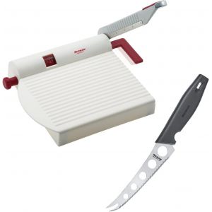 Chenquansarl-Kit &Agrave; Fromage, 2 Pi&egrave;ces 1 Appareil Coupe-Fromage + 1 Couteau &Agrave; Fromage, &Eacute;paisseur De Coupe Variable, Acier Inoxydable/Aluminium/Plastique, Fromarex, Blanc/Rouge/Argent&eacute;/Noir, 700022e6 - Neuf