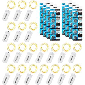 Guirlande Lumineuse Led À Piles Cr2032, 20 Mini Guirlandes De 2m Avec 20 Leds Blanc Chaud, Idéale Pour Noël, Mariage Et Décoration Intérieure - Neuf