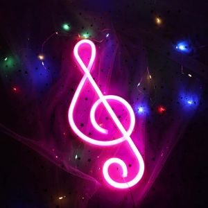 Musique Néon Enseigne Led Enseigne Au Néon Musique Notée Enseigne Au Néon Usb/Alimentation Sur Pile Néons Rose Néon Veilleuse Décoration Murale Néon Lampe Néon Led Sign Pour Enfants Cadeau (Rose) - Neuf