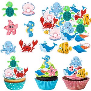 Teppc-Lot De 56 D&eacute;corations De G&acirc;teau Comestibles - Animaux Marins - Animaux Marins Comestibles Pour G&acirc;teau - Th&egrave;me Oc&eacute;an - D&eacute;coration De G&acirc;teau D'anniversaire Comestible - Poisson De Mer - Neuf