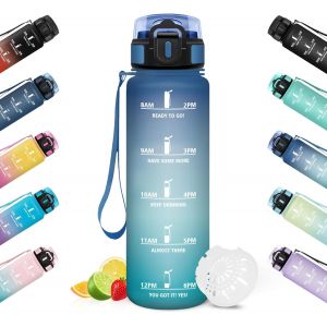 Subzonal-Gourde Sport, Conception &Eacute;tanche Gourde 500ml, Avec &Eacute;chelle De Temps, Bouteille, R&eacute;utilisable, L&eacute;g&egrave;re, Gourde Gradu&eacute;e Pour La Course &Agrave; Pied, Le V&eacute;lo, Le Travail, L'&eacute;cole - Neuf