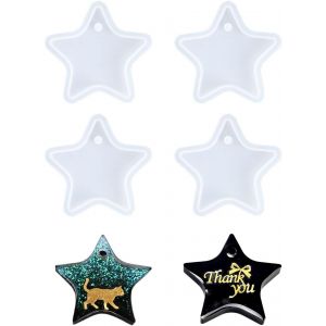 Lot De 4 Moules En Silicone En Forme D'&eacute;toile, Pentagramme, Porte-Cl&eacute;s En R&eacute;sine &Eacute;poxy Avec Trou Pour Loisirs Cr&eacute;atifs, D&eacute;coration - Neuf