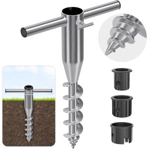 Ulteronixshop-Ancre De Plage Parasol, Support De Parasol Pied De Parasol Robuste Pied Parasol &Agrave; Visser Dans Le Sol Pour Piquet De 3 &Agrave; 5 Cm Avec Poign&eacute;e Tubulaire - Neuf