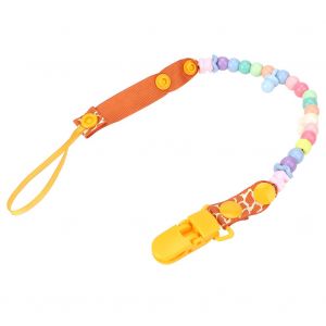 Attache-Tetine En Pp Fait Main Avec Perles Decoratives Pour Bebe (Orange) - Neuf