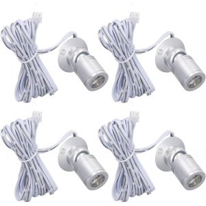 Mini spot LED, alimentation USB, éclairage mural à intensité variable pour vitrine de bijoux, objets de collection, entrée, intérieur (argenté) - Neuf